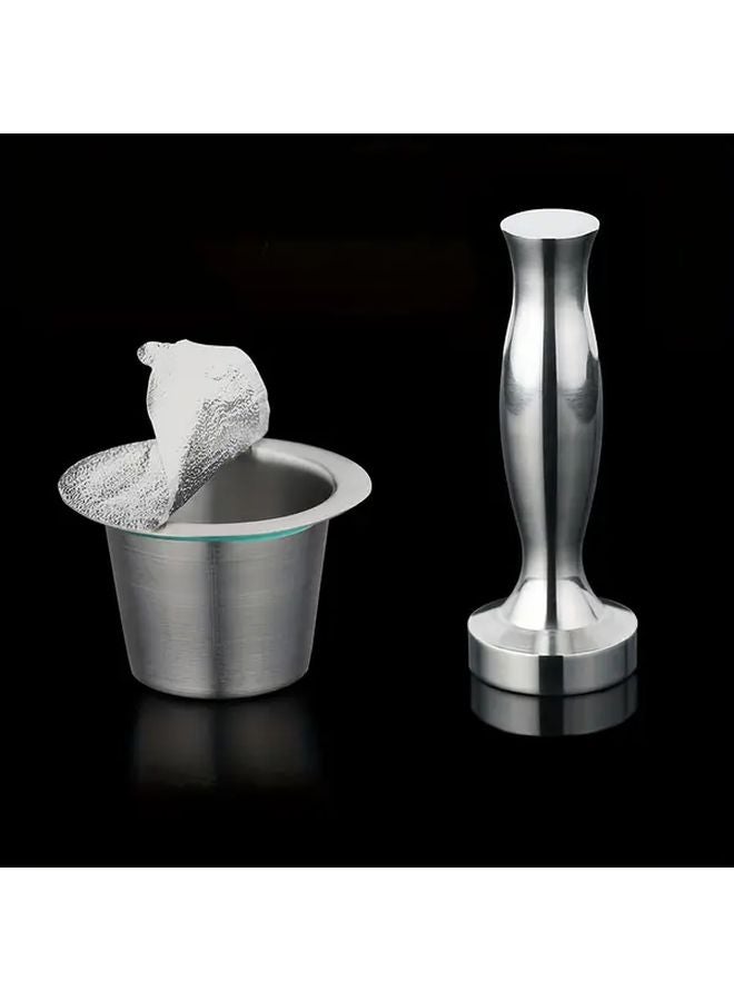 وارسات كبسولات قهوة قابلة لإعادة الاستخدام من الفولاذ المقاوم للصدأ مع ملصقات ختم رقائق معدنية - Image 3