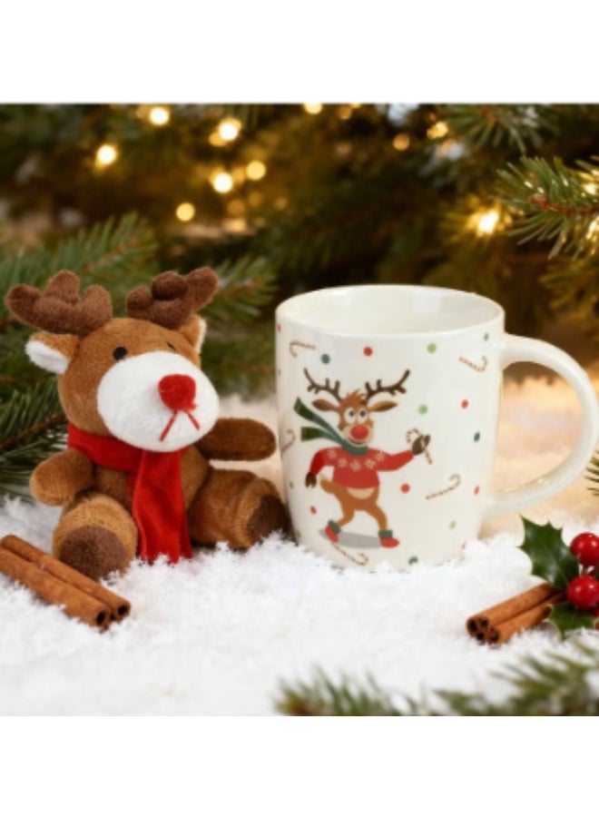 Trentor Christmas Ceramic Reindeer Mug Gift Set 380 ML