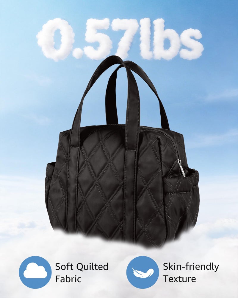 Easozoom Quilted Puffer Lunch Bag for Women, Leakproof Lunch Box for Adult Girls, Large Capacity Reusable Lunch Box for Work School Picnic Travel (Black) - Image 5