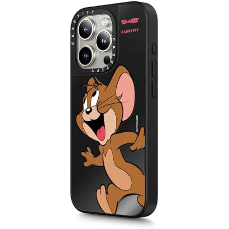 Casetify Mirror Case for iPhone 15 Pro 【Tom and Jerry Colab/Reflective / 4.9ft Drop Protection/Compatible with Magsafe】 - Jerry Character - Black on Black - Image 4