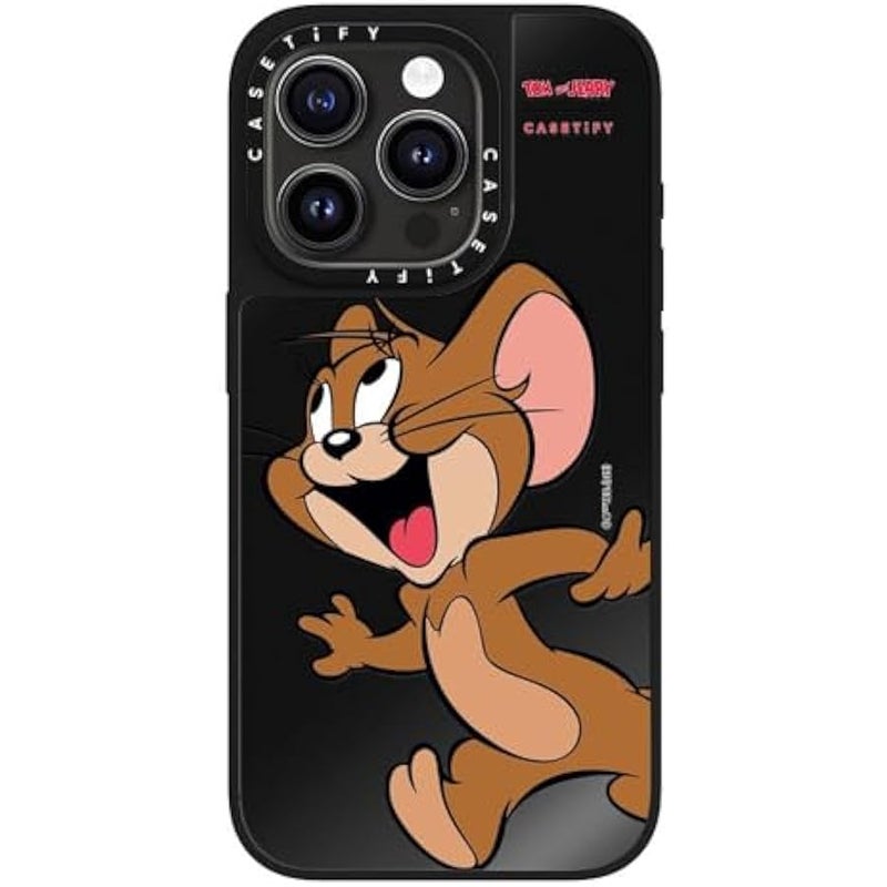 Casetify Mirror Case for iPhone 15 Pro 【Tom and Jerry Colab/Reflective / 4.9ft Drop Protection/Compatible with Magsafe】 - Jerry Character - Black on Black - Image 3