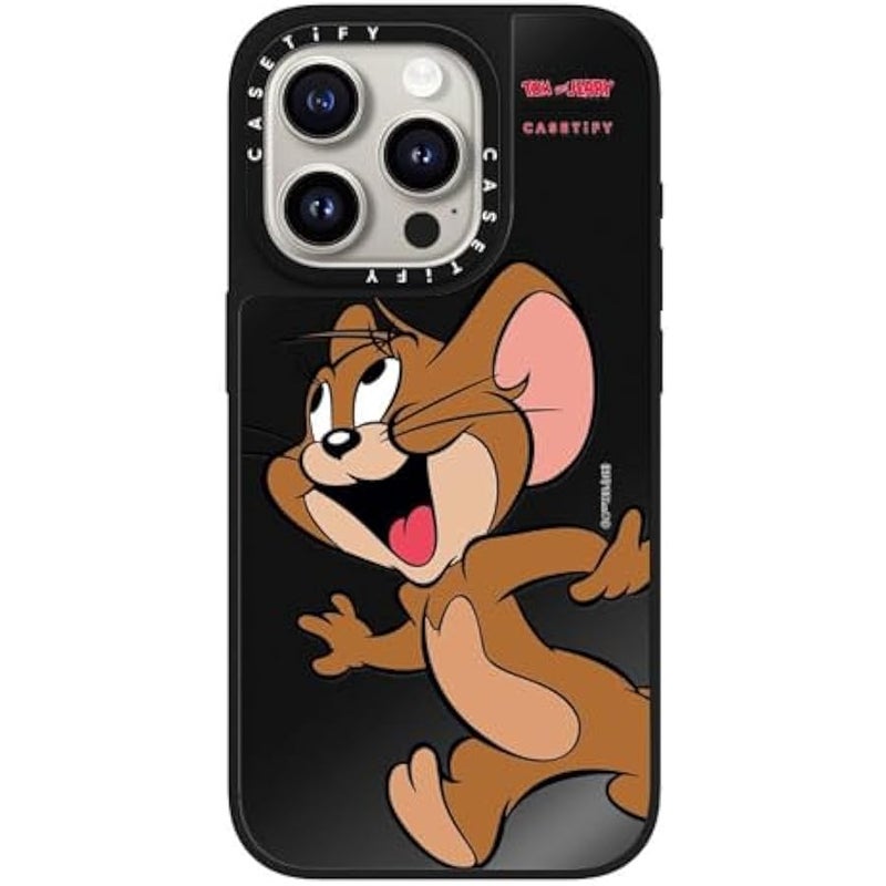 Casetify Mirror Case for iPhone 15 Pro 【Tom and Jerry Colab/Reflective / 4.9ft Drop Protection/Compatible with Magsafe】 - Jerry Character - Black on Black - Image 5