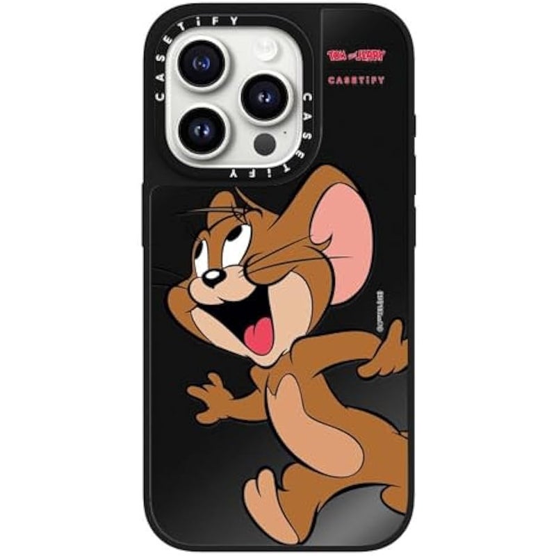 Casetify Mirror Case for iPhone 15 Pro 【Tom and Jerry Colab/Reflective / 4.9ft Drop Protection/Compatible with Magsafe】 - Jerry Character - Black on Black - Image 2