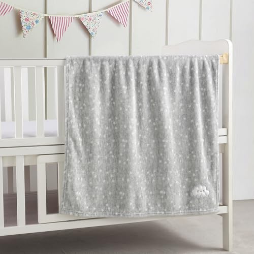 CREVENT 2Pcs 30''X40'' Cute Cozy Fluffy Warm Baby Blankets for Infants Toddlers' Bedding Crib Cot Stroller - Grey Cloud + Minky Space - Image 2