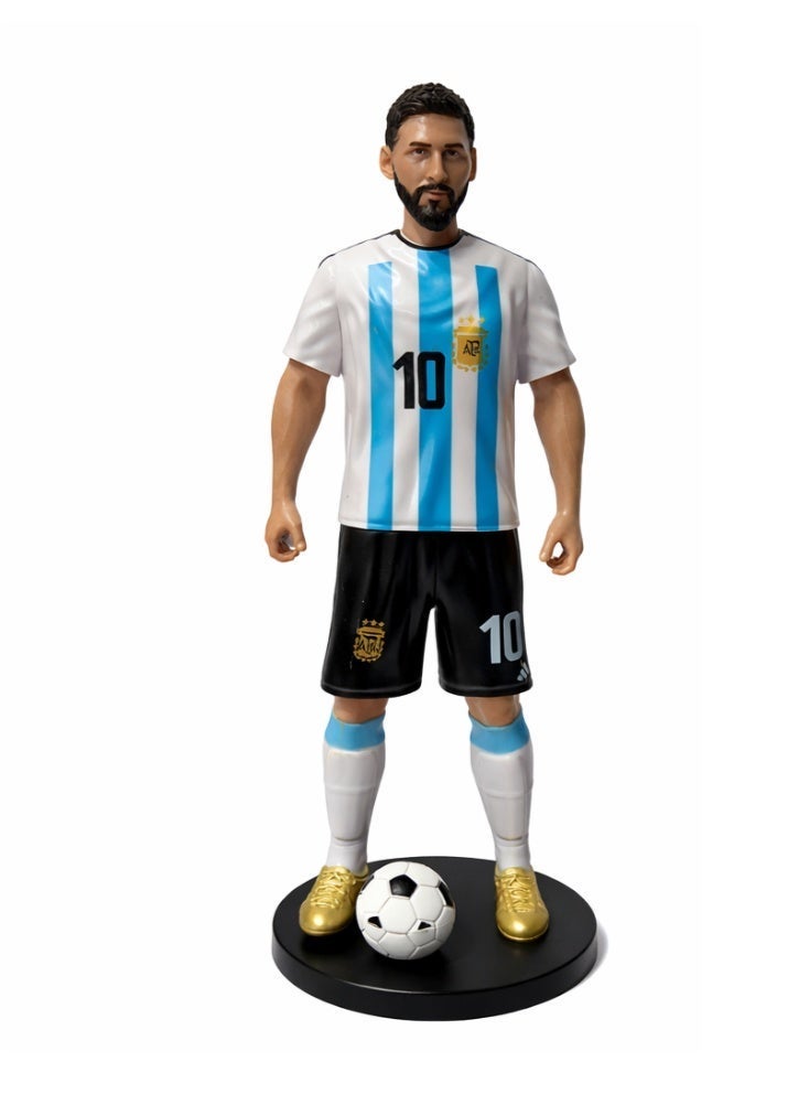 بريميم مجسم ليونيل ميسي الأرجنتيني، بطول 26 سم - تمثال فاخر قابل للتحصيل لنجم كرة القدم، مع كرة قدم وقاعدة، ونموذج مفصل لقميص رياضي، مناسب للجماهير وهواة الجمع. - Image 2