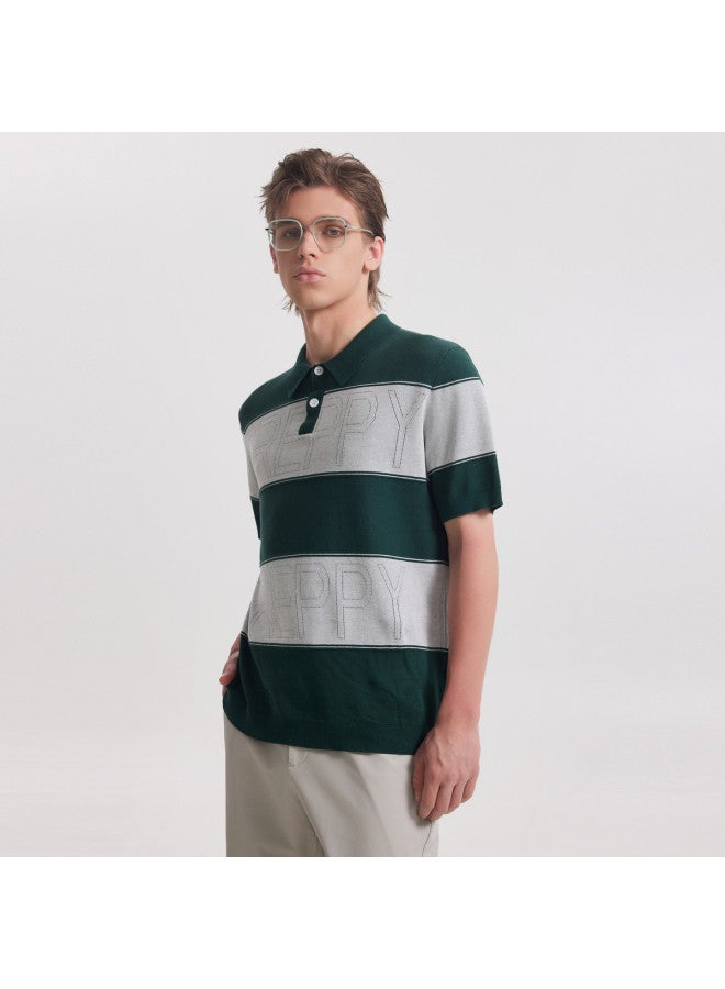 Cabbeen Same As In The Store] Men's Sweater Classic Polo Shirt Style Simple And Elegant Autumn Short-sleeved Sweater - Image 3
