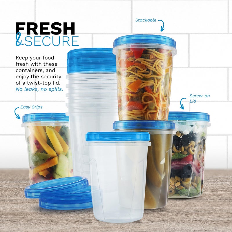 Tafura 6 Pack Leakproof Freezer Containers for Food with Twist Top Lids - 32 Oz BPA Free Reusable Plastic Soup Containers with Screw On Lids - Ideal for Meal Prep, Leftovers & Pantry Organization - Image 3