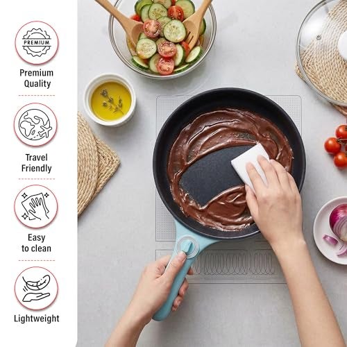 Hilton Electric Pan Upgraded, Non-Stick Sauté Pan, 1L Mini Electric Pot for Maggie, Cheese, Stir Fry, Roast, Steam with Power Adjustment, Perfect for Rice, Ramen, Steak, Egg Travell (Blue) - Image 5