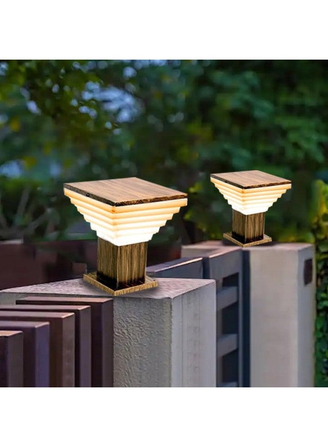 kinis Golden Antique and Milky Down Step Classic Lamp/Gate Light/Outdoor Lamp/Outdoor Light/Pillar Light at Entrance Outdoor Home, Restaurant, Office, etc. (Pack of 2, Without Bulb) - Image 3