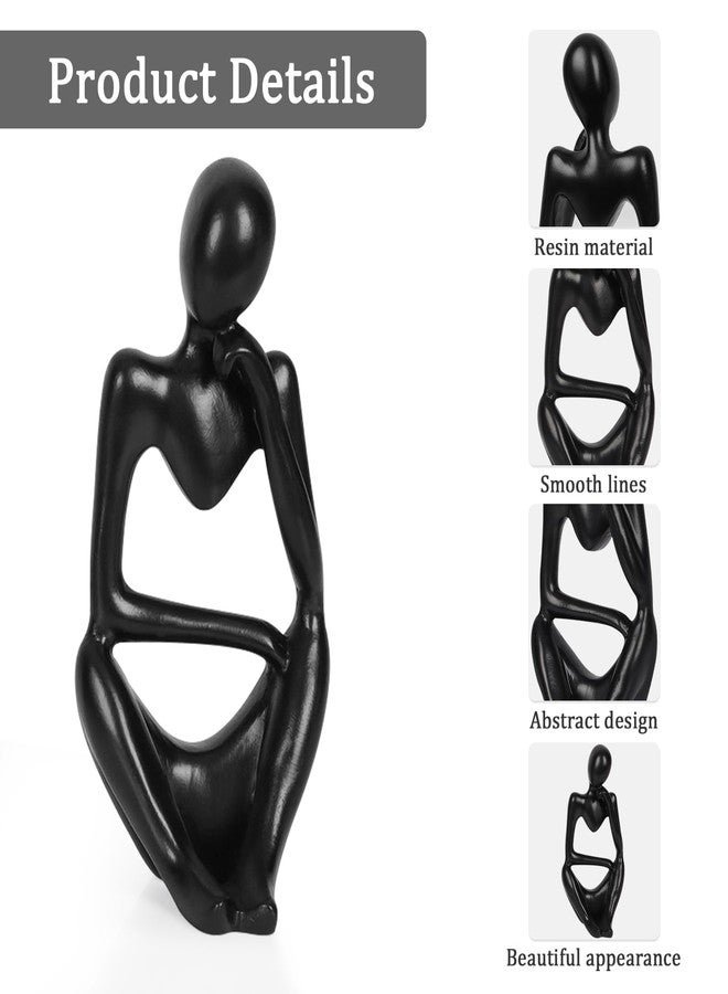 Ozzptuu Sandstone Resin Thinker Style Abstract Sculpture Statue Collectible Figurines Home Office Bookshelf Desktop Decor (Small Black, Right) - Image 4