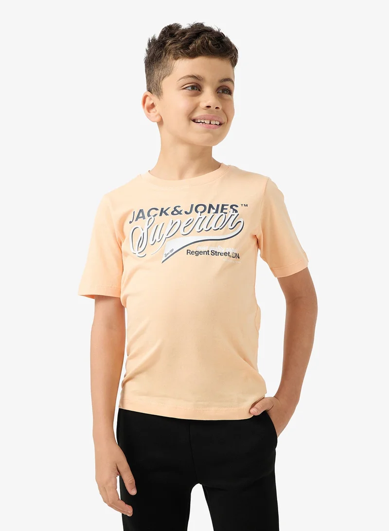 جاك وجونز جونيور تيشيرت جيلوجو برقبة دائرية للأطفال