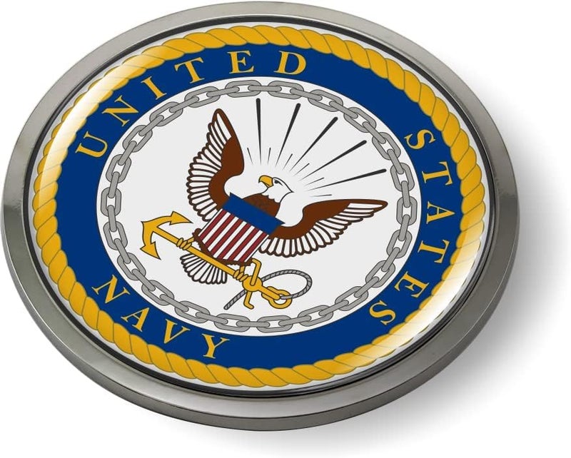 BestLicensePlateFrames United States Navy 3D Domed Car Emblem Badge Sticker - Chrome Metal Round Bezel - Image 4