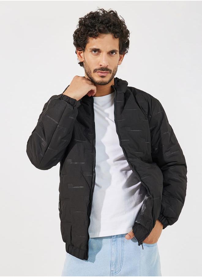 Styli - Patterned Quilted Puffer Jacket with Hood - Image 1