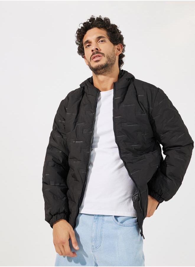 Styli - Patterned Quilted Puffer Jacket with Hood - Image 1