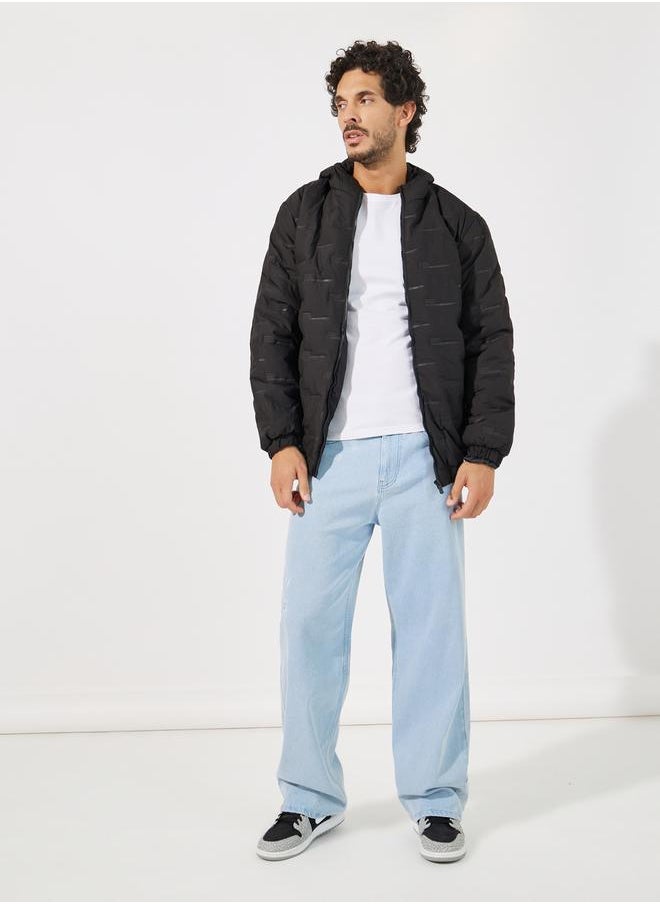 Styli - Patterned Quilted Puffer Jacket with Hood - Image 1