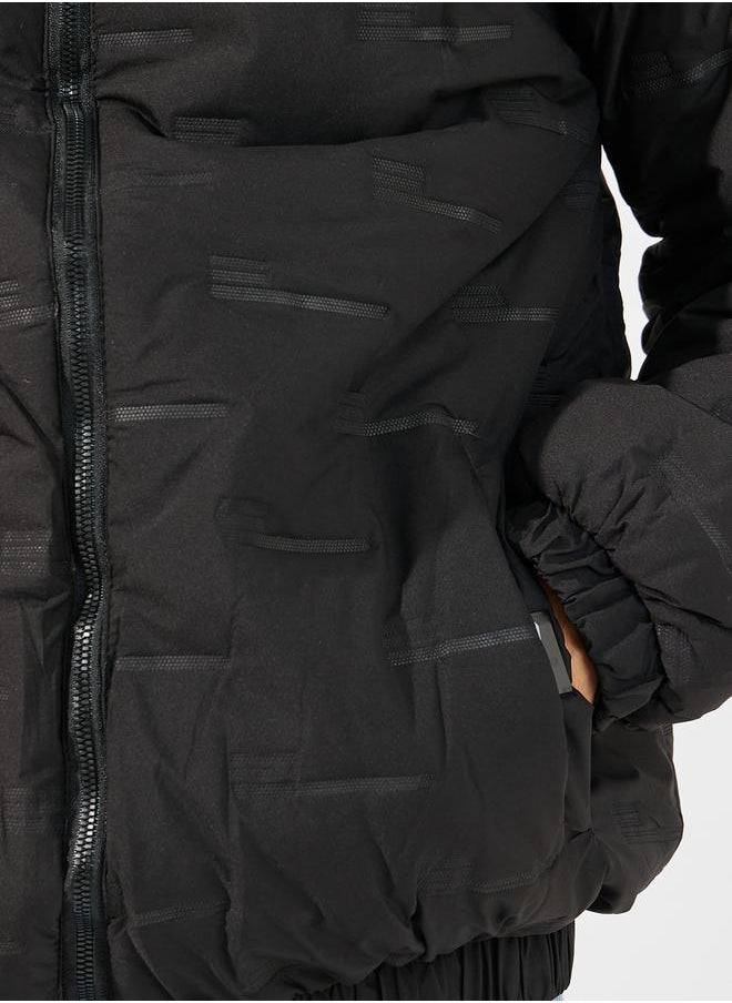 Styli - Patterned Quilted Puffer Jacket with Hood - Image 1