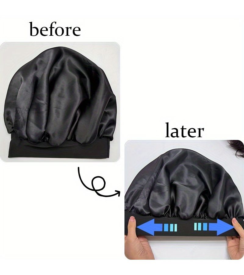 6Pcs Set Womens Satin Bonnet With Elastic Wide Brim Sleep Night Hair Protection Breathable Elastic Band For Bed Travel Daily Wear Compatible With Braids Twists Color F - Image 3