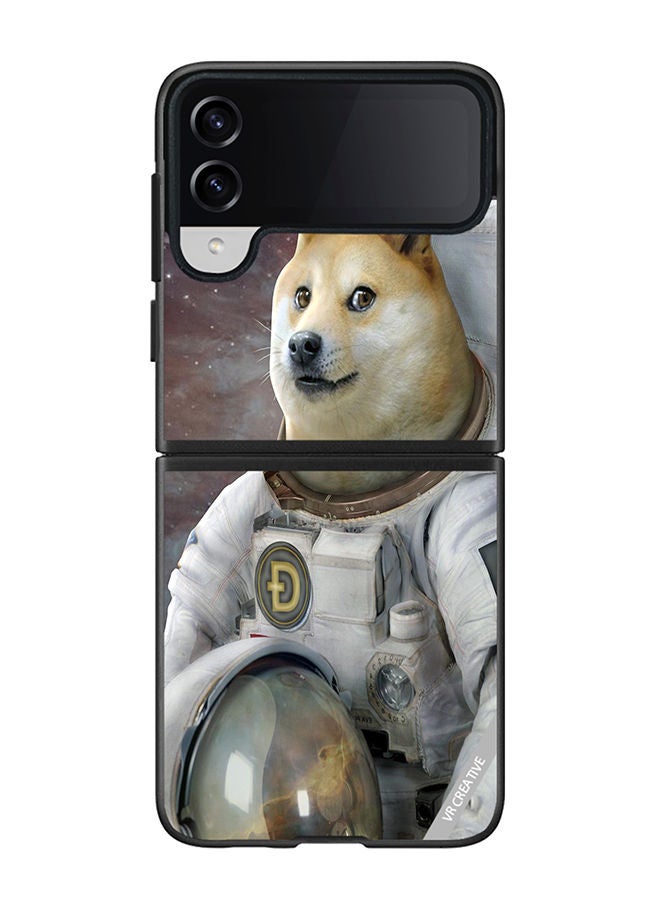 VR CREATIVE Protective Case Cover For Samsung Galaxy Z Flip4 Doge To Space Design Multicolour - Image 1