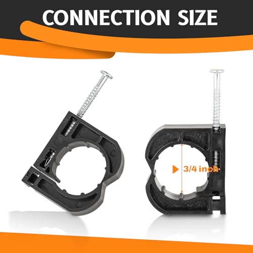 HeSun 50PCS HeSun Black Full Clamps with SNails JHook with Nai for fixing 34 Inch PEX Copper CPVC Pipe Support - Image 3