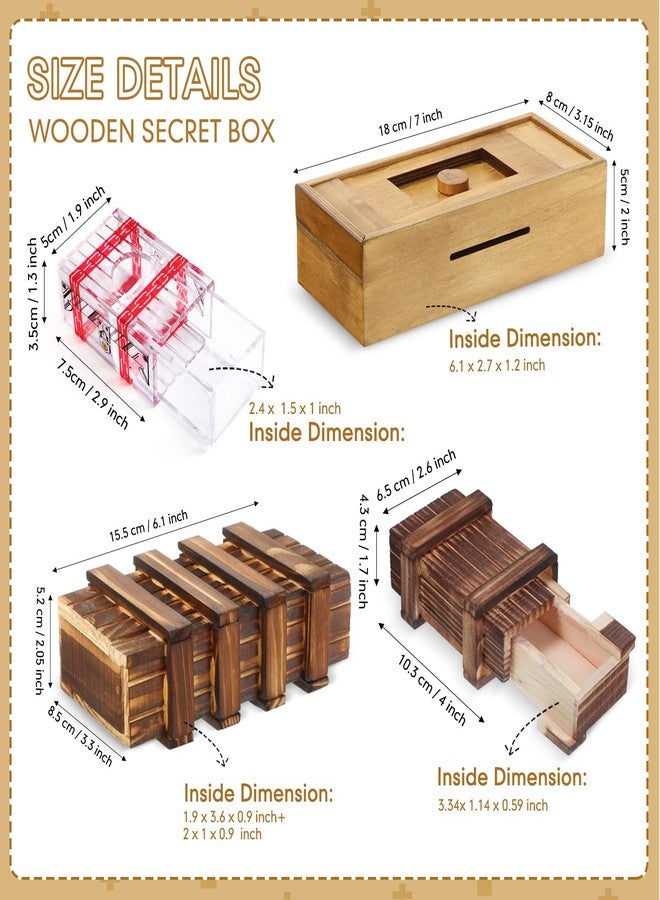 Zhanmai 4 Pieces Wooden Puzzle Boxes Gift Card Wooden Puzzle Boxes Money Case Holders Teaser Toys Mysterious Wood Boxes for Christmas Birthday Gift, 4 Styles(Cute Style - Image 2