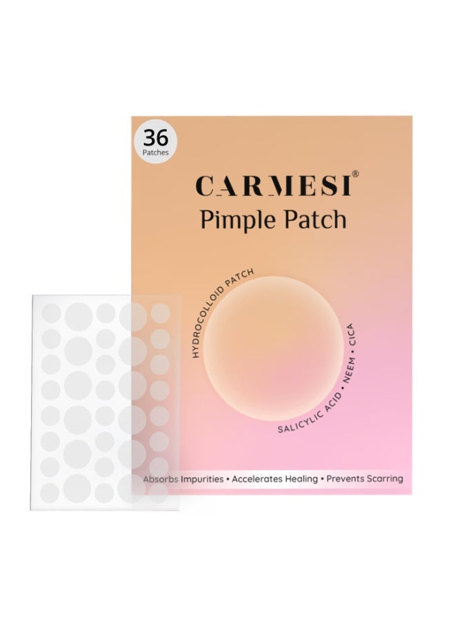 Carmesi Pimple Patch For Face | 36 Hydrocolloid Pimple Patches | 2% w/w Salicylic Acid, Neem, Cica | Helps Reduce Pimples, Redness & Irritation | Absorbs Excess Oil | Safe for All Skin Types - Image 1