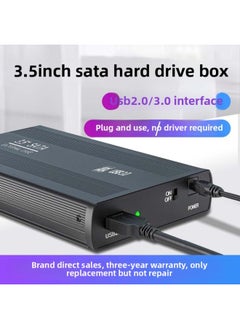 Generic Mobile Hard Disk Box 3.5 Inch Solid State Hard Disk 3.0 SATA Reading Box Desktop External Mechanical External Box-Capacity:3.5inch -sata-3.0 Silver With Type-c Adapter  - Image 2