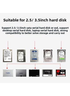 Generic Mobile Hard Disk Box 3.5 Inch Solid State Hard Disk 3.0 SATA Reading Box Desktop External Mechanical External Box-Capacity:3.5inch -sata-3.0 Silver With Type-c Adapter  - Image 4