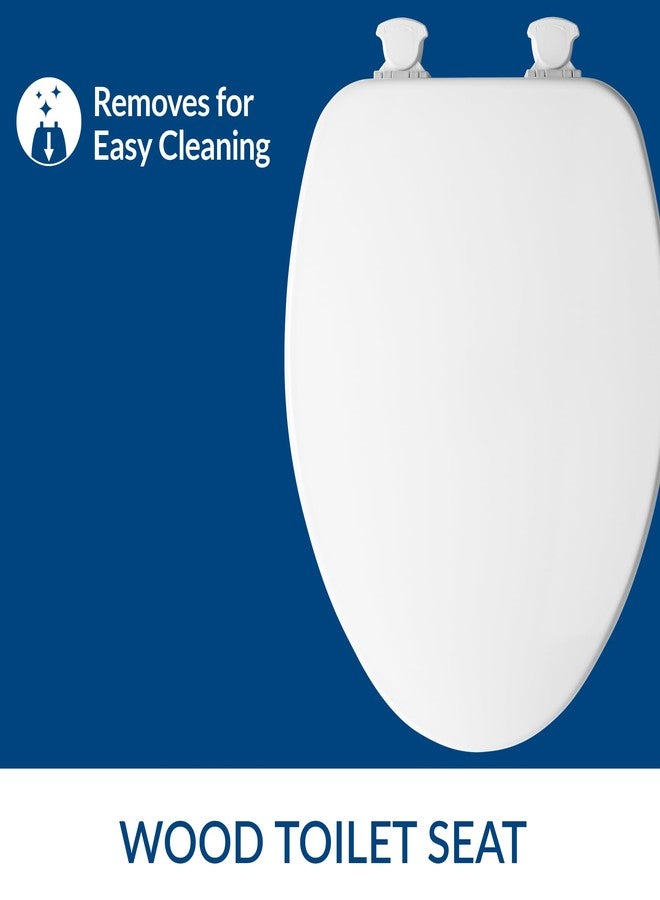 Bemis CHURCH Toilet Seat, Easy Clean Hinges Release for Deep Cleans, Durable Enameled Wood Seat, Elongated, White - Image 2