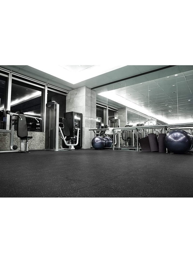 Interlocking Gym Floor Rubber Mat 50x50cm of 1.5cm Thickness for Gym Equipment - 4 tiles (1 sq. meter)