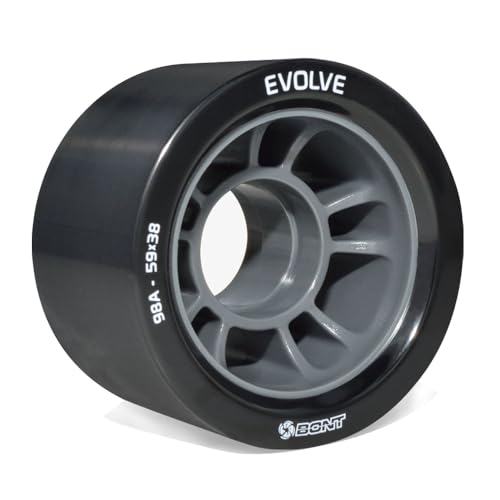 Bont Skates - Evolve Roller Derby Skate Wheel - Indoor Roller Skate Wheels - Rollerskate Wheels - 88A 92A 95A 98A - Red Black Blue Purple (Black 98A - Set of 4 Wheels) - Image 2