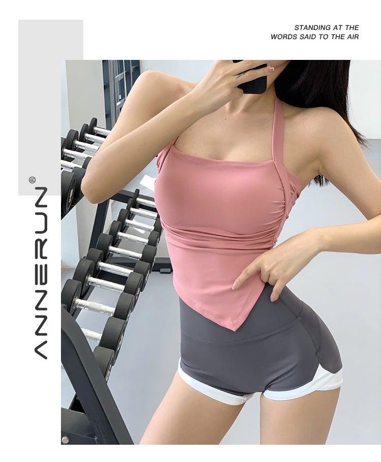 One-Piece Cup Yoga Bra Neck Square Women'S Girl Sports Underwear Beautiful Back Fitness Wear Running Vest - Image 1
