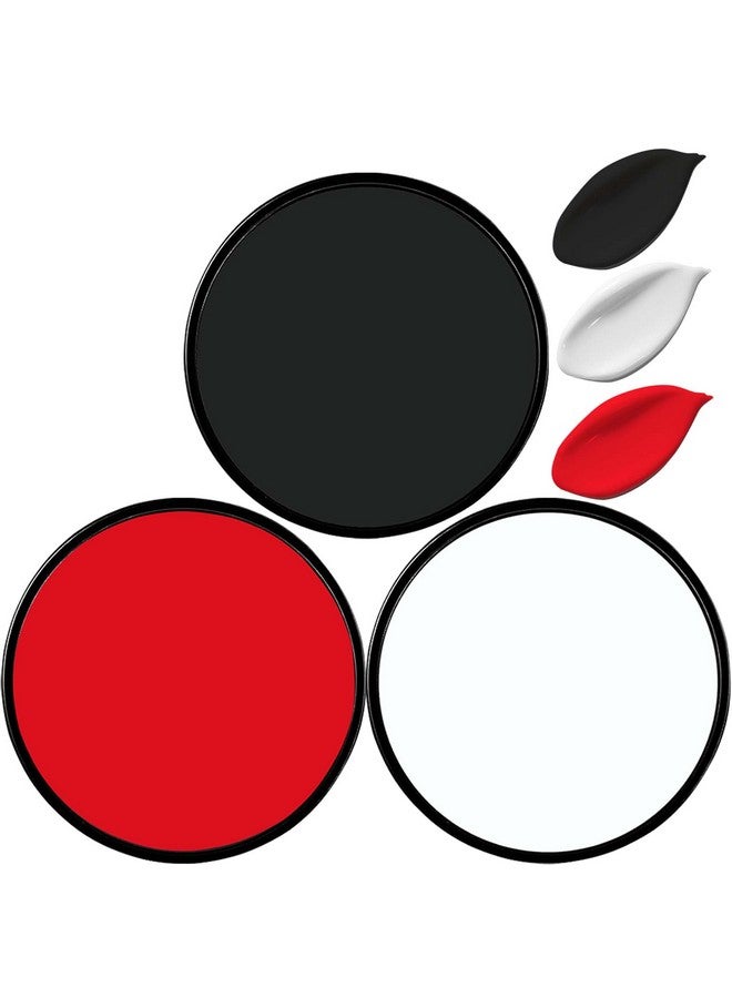 LZYLLS 3 Pcs White Black Face Body Paint,Water Based Face Painting Kit For White Joker Zombie Clown Costume Special Effects Makeup Kit,Halloween Red Face Paint Makeup Kit For Adults Halloween Sfx Makeup - Image 1