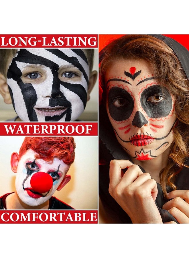 LZYLLS 3 Pcs White Black Face Body Paint,Water Based Face Painting Kit For White Joker Zombie Clown Costume Special Effects Makeup Kit,Halloween Red Face Paint Makeup Kit For Adults Halloween Sfx Makeup - Image 2
