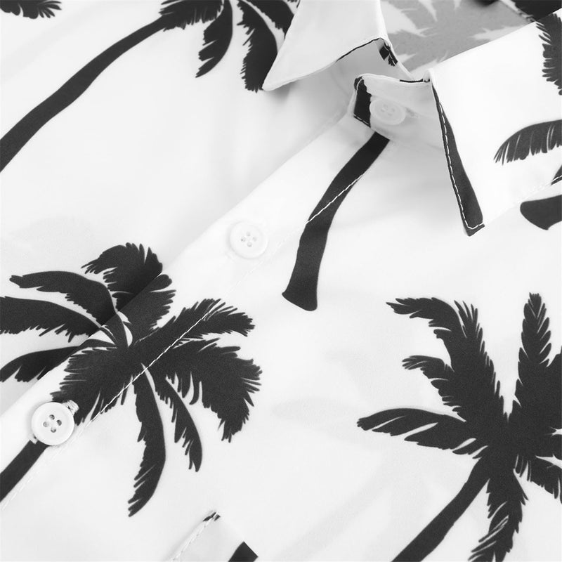 KYKU Hawaiian Shirt Man Graphic Button Up Shirt Coconut Tree, White, X-Large - Image 2
