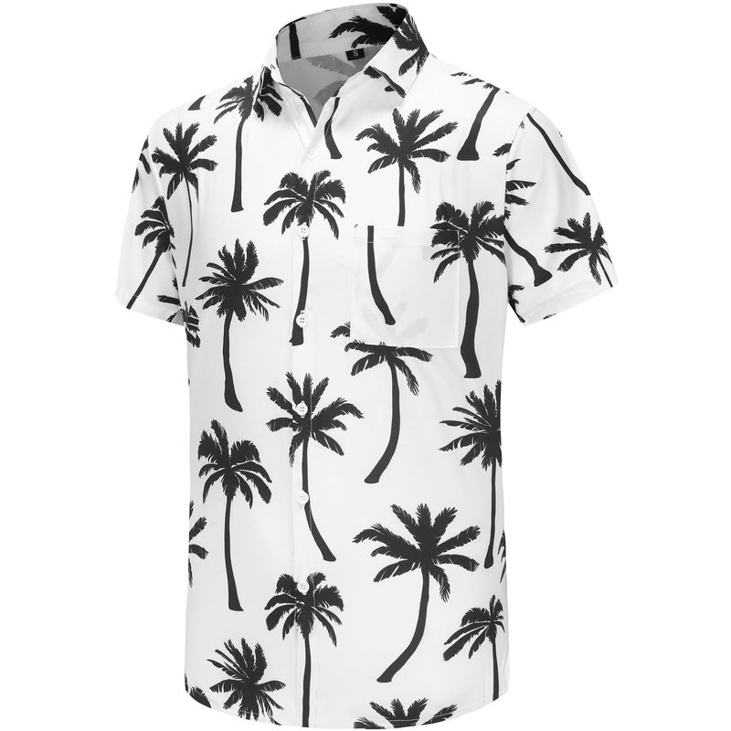 KYKU Hawaiian Shirt Man Graphic Button Up Shirt Coconut Tree, White, X-Large - Image 4