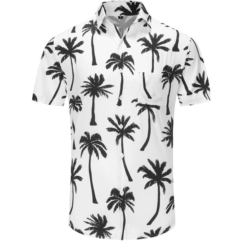 KYKU Hawaiian Shirt Man Graphic Button Up Shirt Coconut Tree, White, X-Large - Image 5