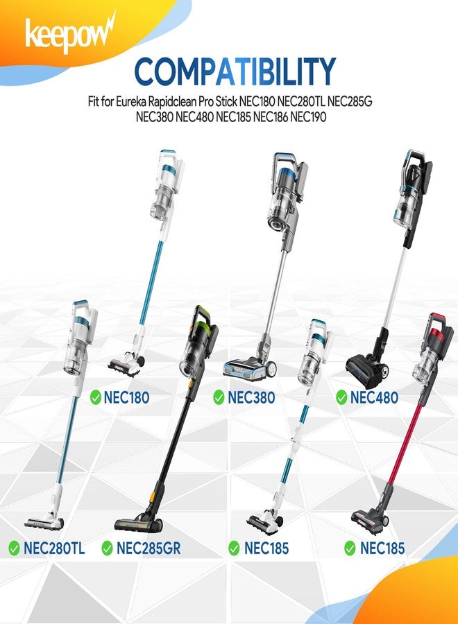 كيباو مرشحات مكنسة كهربائية KEEPOW متوافقة مع منظف يوريكا رابيد كلين برو اللاسلكي NEC180 NEC280TL NEC380 NEC480 NEC185 NEC186 NEC190 مرشحات بديلة للمكنسة الكهربائية، عبوة من 4 قطع - Image 2
