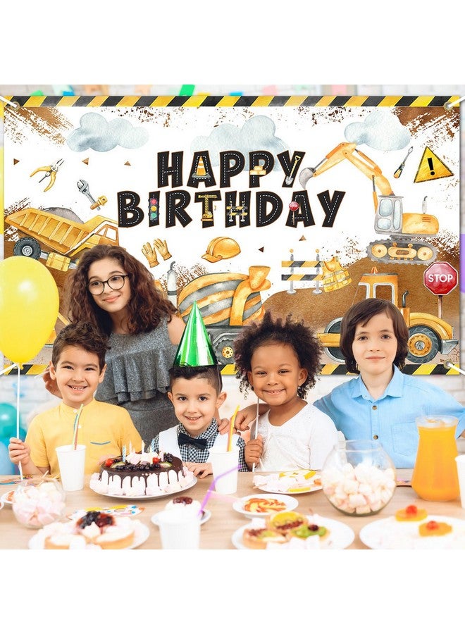 Avezano لافتة خلفية عيد ميلاد موضوع البناء من أفيزانو - زينة حفلات عيد الميلاد - لافتة عيد ميلاد حفارة للأطفال الأولاد - مستلزمات عيد ميلاد 70.8 × 43.3 بوصة - Image 3