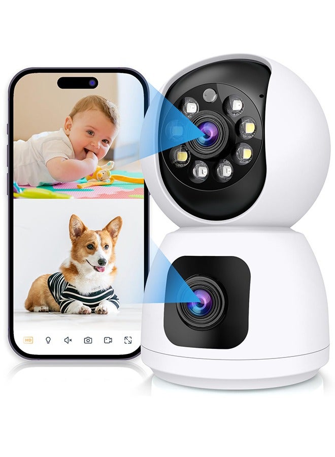 Generic 2K Dual Lens Indoor Security Camera, 2.4GHz WiFi Indoor Camera for Home Security, Baby/Pet Camera Indoor with 2-Way Talk,Motion Tracking and Alarm,Night Vision  - Image 1
