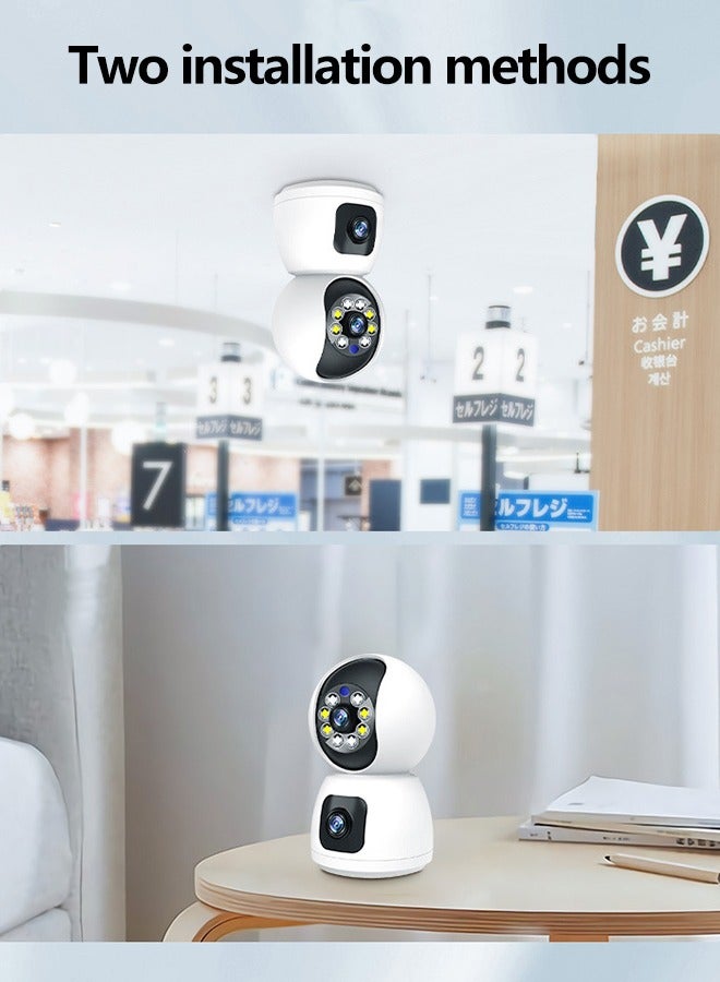 2K Dual Lens Indoor Security Camera, 2.4GHz WiFi Indoor Camera for Home Security, Baby/Pet Camera Indoor with 2-Way Talk,Motion Tracking and Alarm,Night Vision