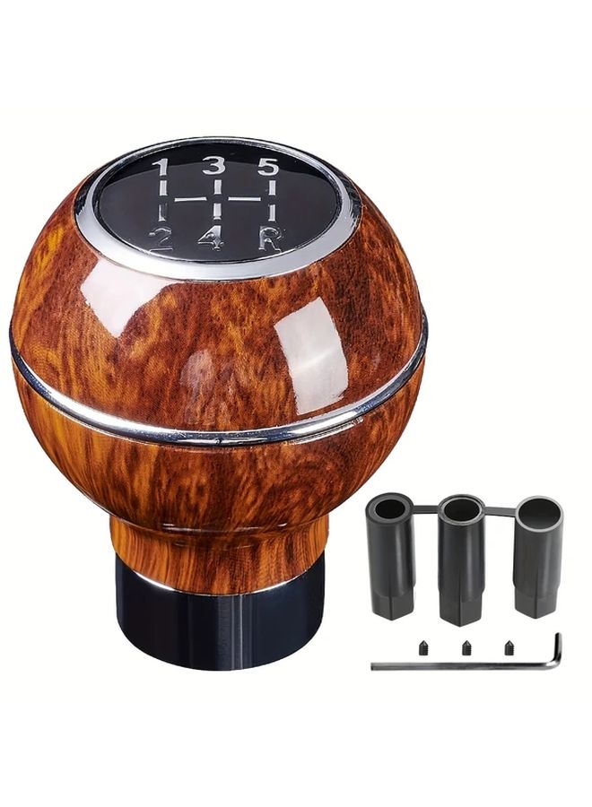 Red Wood Grain Aluminum Alloy Gear Shift Knob 5 Speed Manual Transmission With Adapters - Image 4