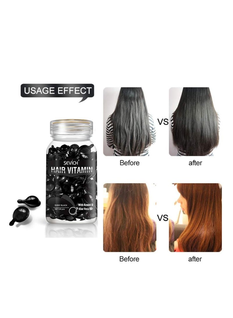 Sevich 30 Pieces Kemiri & Aloe Vera Oil Hair Vitamin Capsules Keratin Anti Hair Loss Hair Care Capsules Complex Oil Repair Damaged Hair Scalp Treatment Hair Growth Repair Serum for Women & Men - Image 2