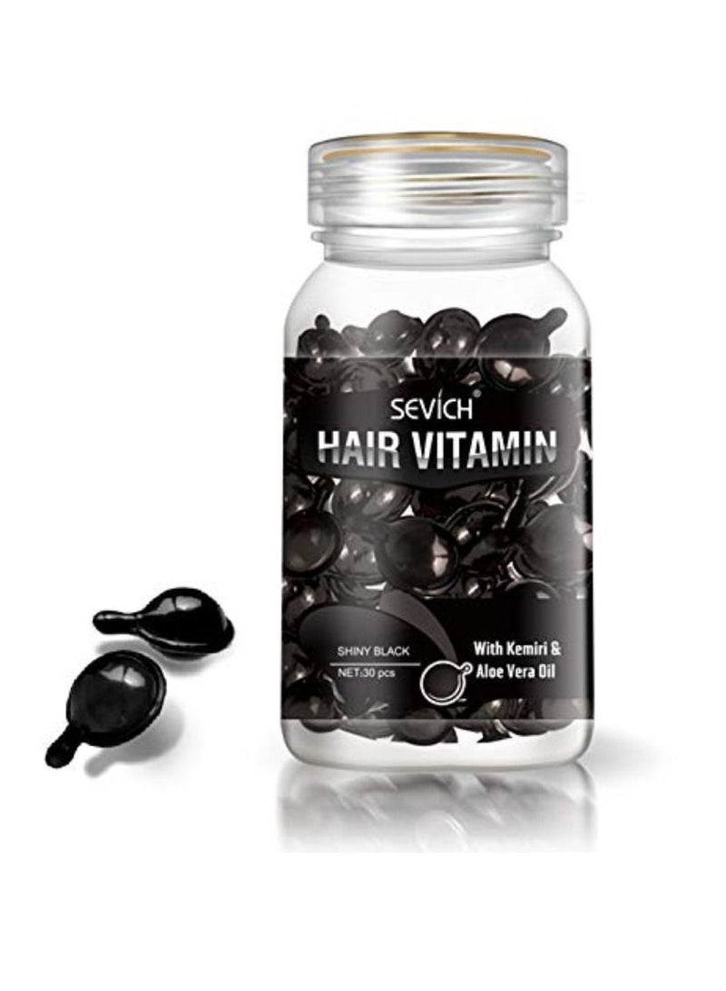 Sevich 30 Pieces Kemiri & Aloe Vera Oil Hair Vitamin Capsules Keratin Anti Hair Loss Hair Care Capsules Complex Oil Repair Damaged Hair Scalp Treatment Hair Growth Repair Serum for Women & Men - Image 1