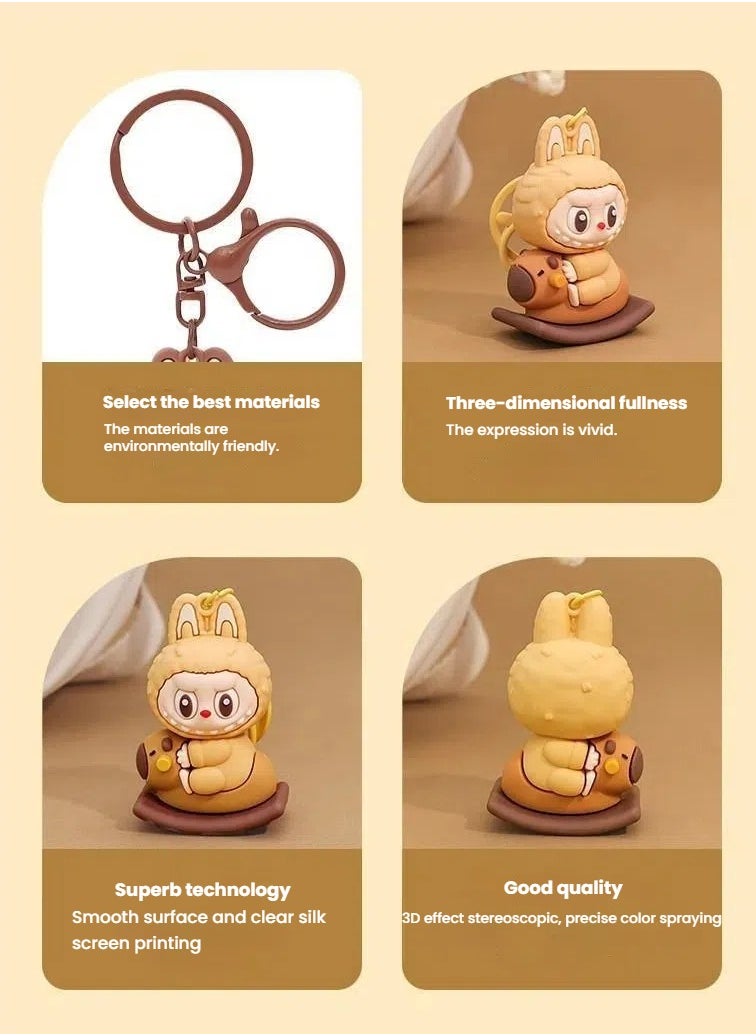 LABUBU New Labubu Rocking Horse Keychain - Cute 3D Figurine, Creative Bag Charm for Students, Trendy Star-Inspired Design  - Image 3