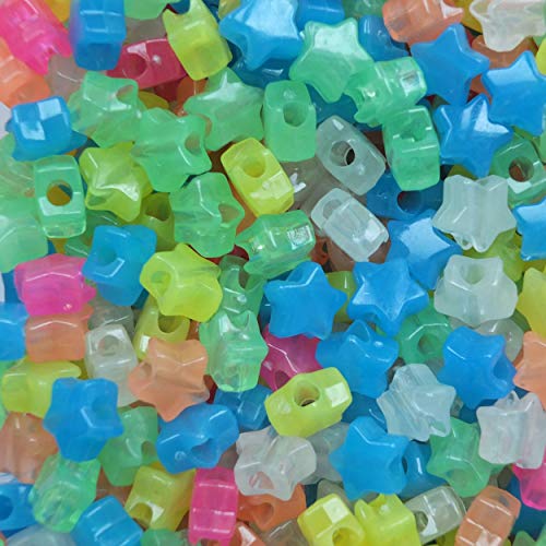 BeadExplosion Star Beads Nightglow Glow in Dark Mix Mix 13mm Pony Beads Large Hole Made in USA B07788 Multicolor - Image 5