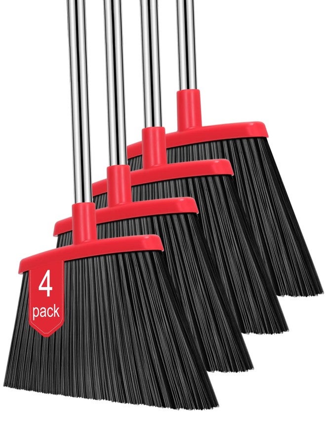 NACENA Heavy Duty Broom, 55 Inch Long Handle Outdoor Large Angle Brooms, Commercial Broom for Sweeping Indoor, for Home Garage Kitchen Office Courtyard Lobby Patio Lawn Concrete, 4 Pack (Black&Red) - Image 1