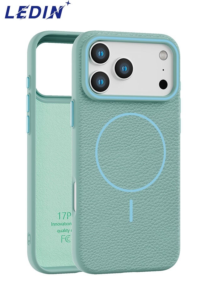 ليدين جراب ذو ملمس جلدي لهاتف آيفون 17 برو ماكس (6.9 بوصة)، مصنوع من مادة TPU رفيعة مع حلقة مغناطيسية، مزود بواقي ماص للصدمات، وحافة مرتفعة للكاميرا، ومقبض مانع للانزلاق، ومتوافق مع واقيات الشاشة. - Image 1