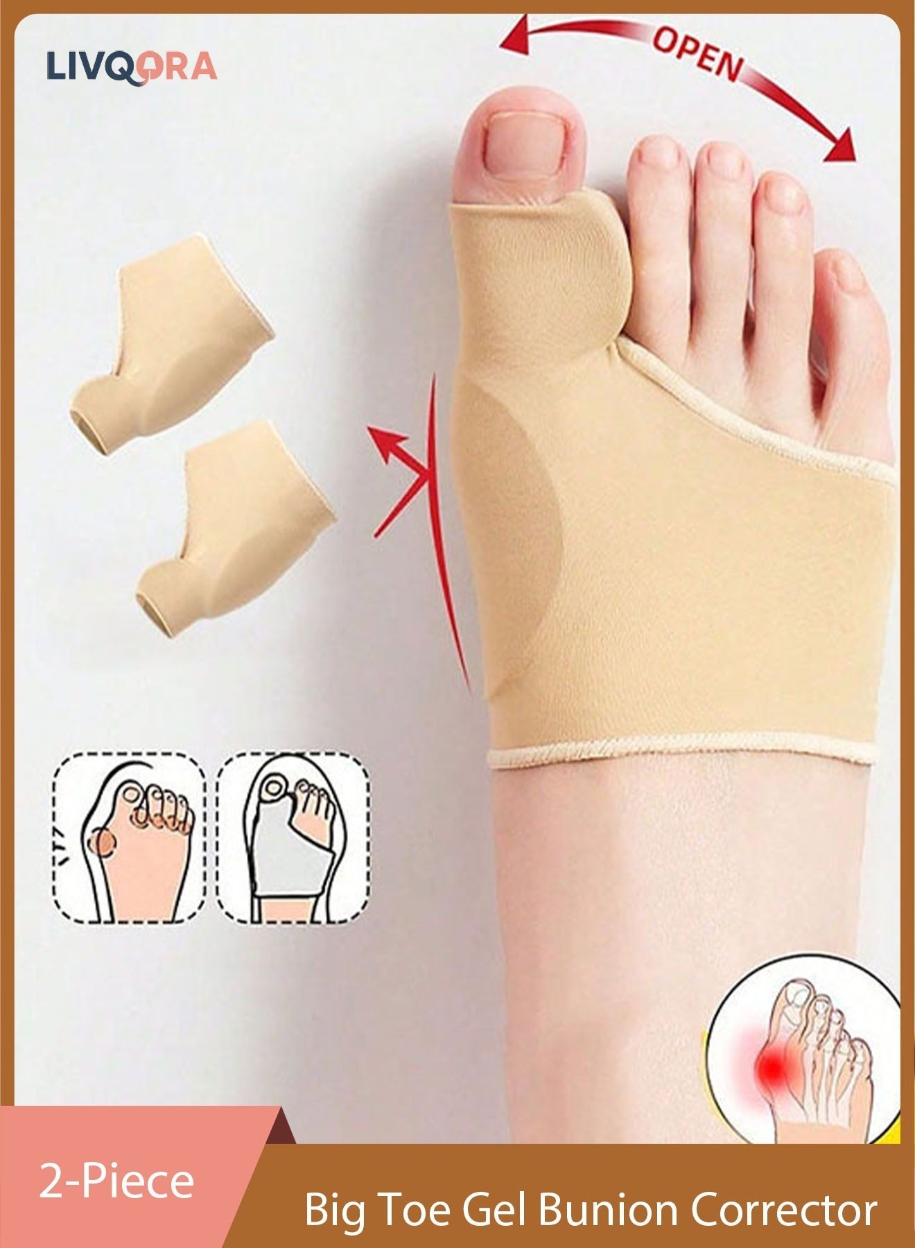 1 Pair Bunion Corrector Relief Sleeve for Women & Men, Big Toe Gel Bunion Corrector Separator Straightener for Day/Night Support, Hallux Valgus Pain Relief, Bunion Socks