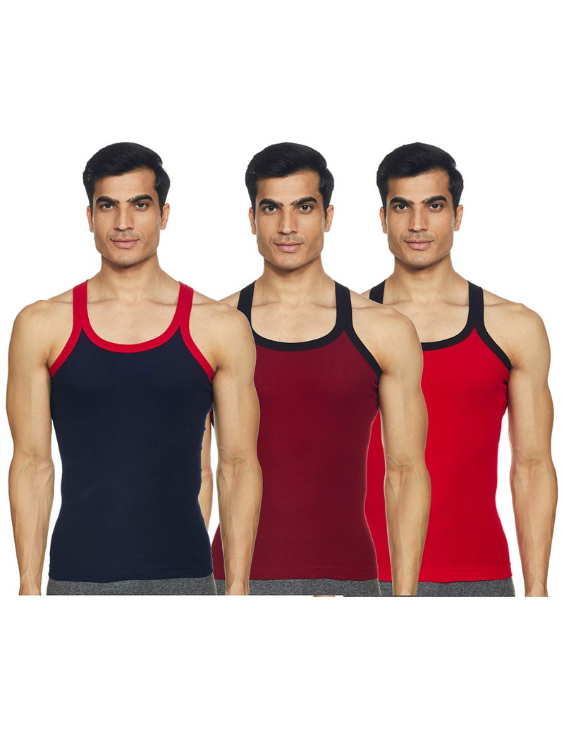 Lux Cozi Men's Cotton Vest (Pack of 3) (8904209871718_COZI_XYLO_333_AST_80_Assorted) (Color & Prints May Vary) - Image 3