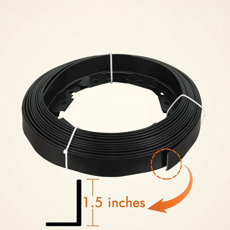 Landscape Edging Kit, 1.5 Inch x 16 Ft Black Plastic Modern Garden Edging with 15 Spikes - Image 2